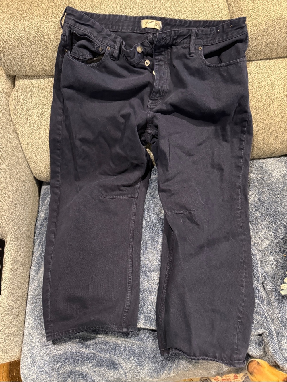 Madewell Darted Barrel-Leg Jean Size 33 Navy